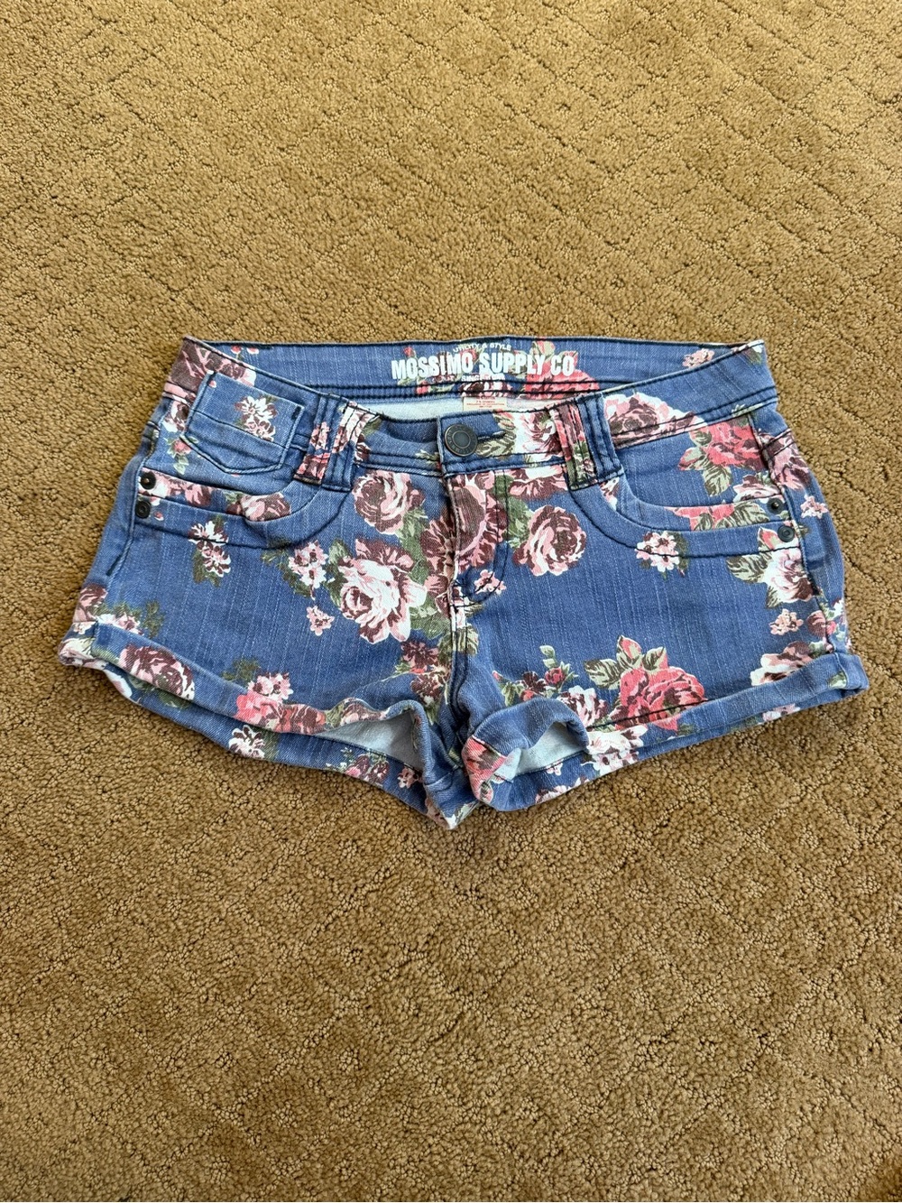 Mossimo Supply Co Low Rise Floral Denim Shorts Juniors 3 Y2K